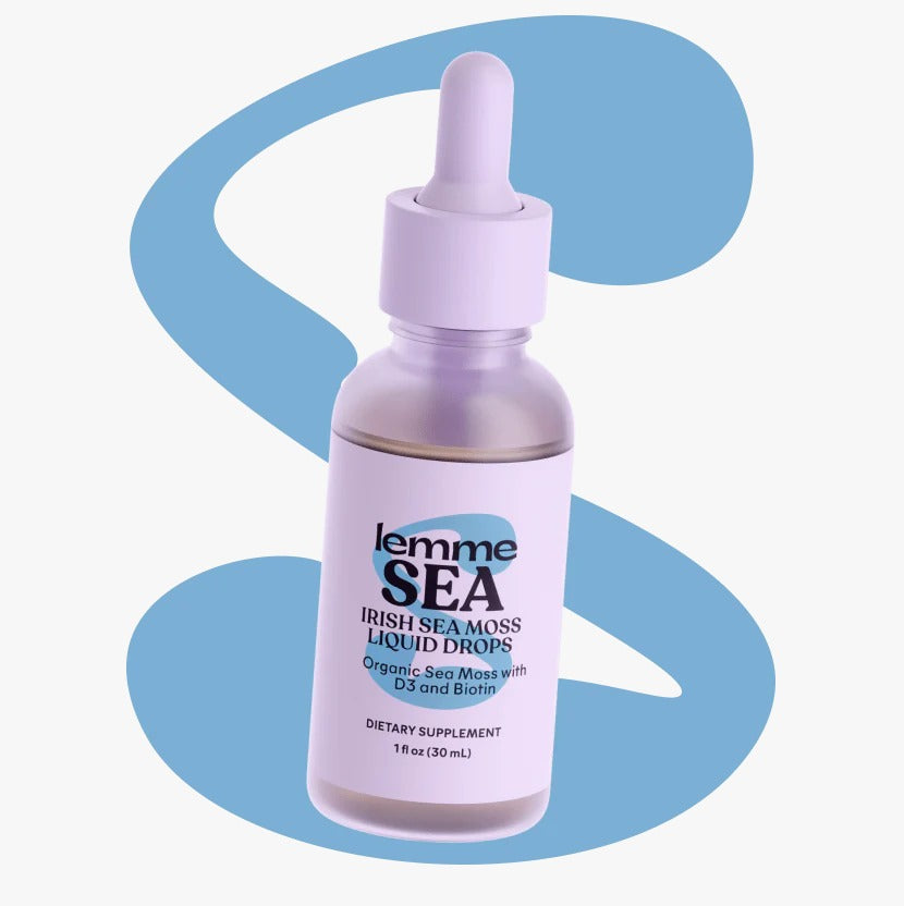 Lemme Irish Sea Moss Organic Liquid Drops with Vitamin D3 and Biotin for Trace Mineral Support 1 oz, 30 Servings